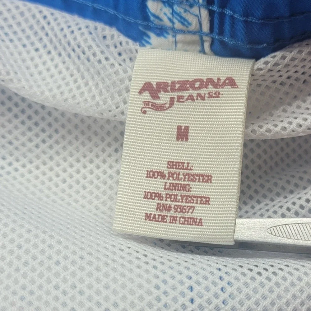 Arizona Jean Co Mens Medium Swim Trunks American Flag Honolulu Aloha Blue Red